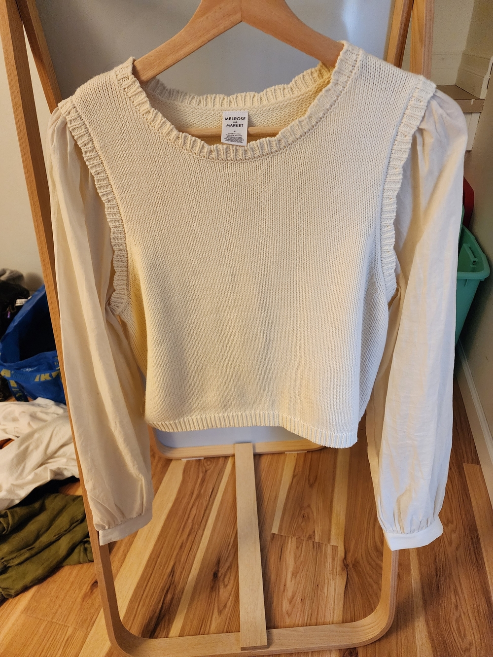 Melrose and Market Cream Layered Sweater Top